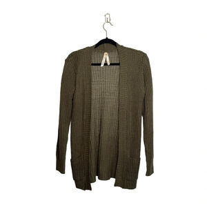 Ashley International 100% Cotton Olive Green Tight Knit Cardigan Small Women’s